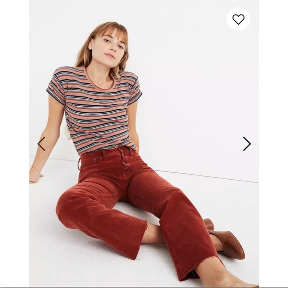 Madewell Cali Demi Boot Corduroy Cords Cropped Crops Flare Ankle Pants 25 retro - Picture 3 of 13